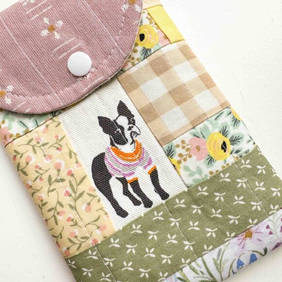 Handmade boston terrier patchwork cell phone/passport bag - Picture 9 of 10